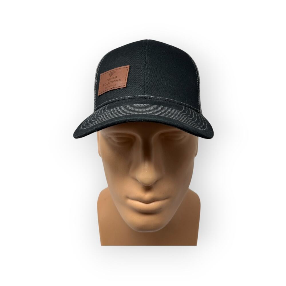 Ceres Solutions Farm Supplies Hat Black Gray Snapback Cap Trucker Mesh